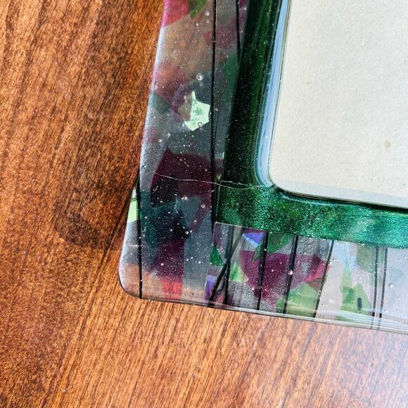 Terragrafics Vintage Art Glass Picture Photo Frame Green Purple Clear - Picture 4 of 13